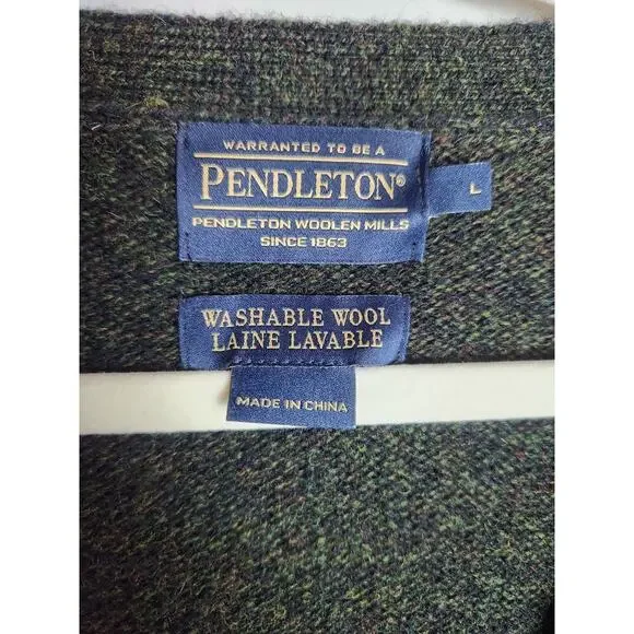Pendleton mens Shetland wool cardigan sz L Academia grandpa preppy extra button - Picture 4 of 7